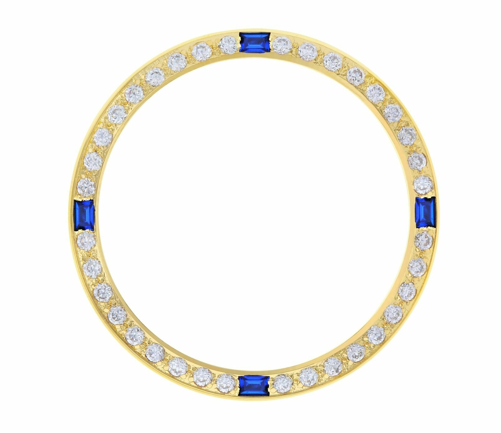 CREATED DIAMOND SAPAHIRE BEZEL FOR 34MM ROLEX AIRKING 15203 15223 GOLD PLATED