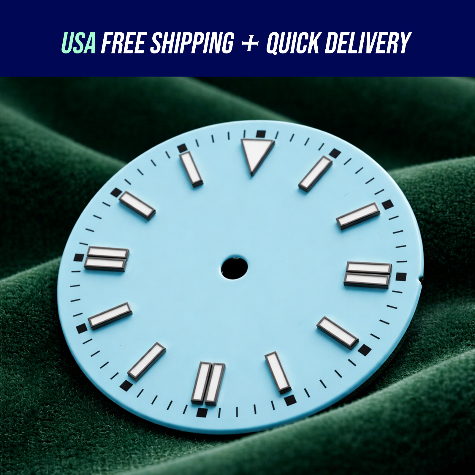28.5MM Metallic Blue Luminous Sky Blue Watch Dial Date for NH35/NH36/2815/2836