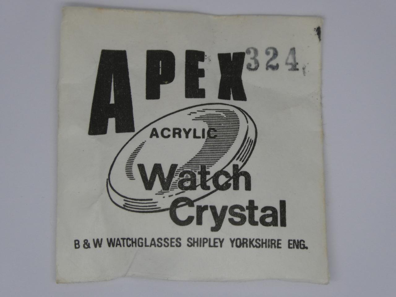 Apex,NOS 32.4mm Dome Acrylic Watch Crystal Glass-324,Depth 3.6mm