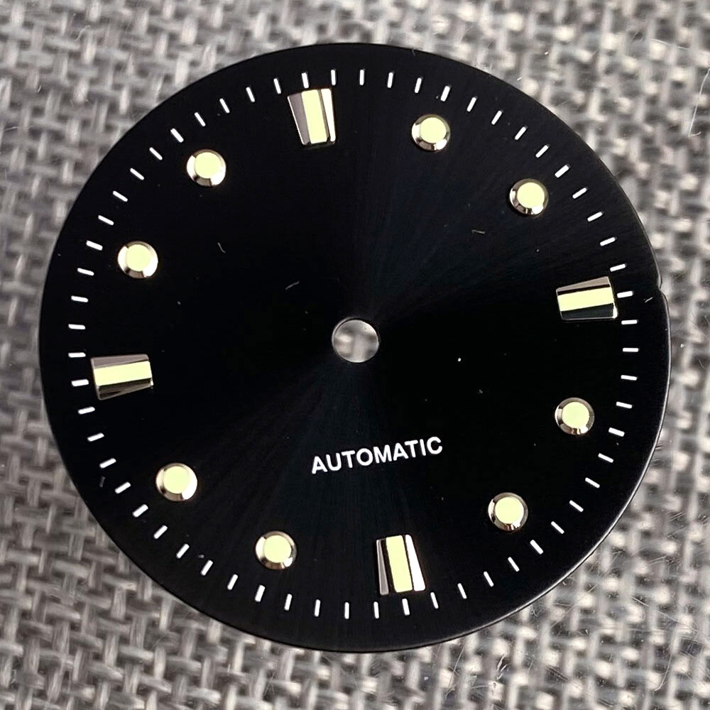 29mm Black Watch Dial Silver Edge Hands Fit NH35A NH36A ETA2824 PT5000 Luminous