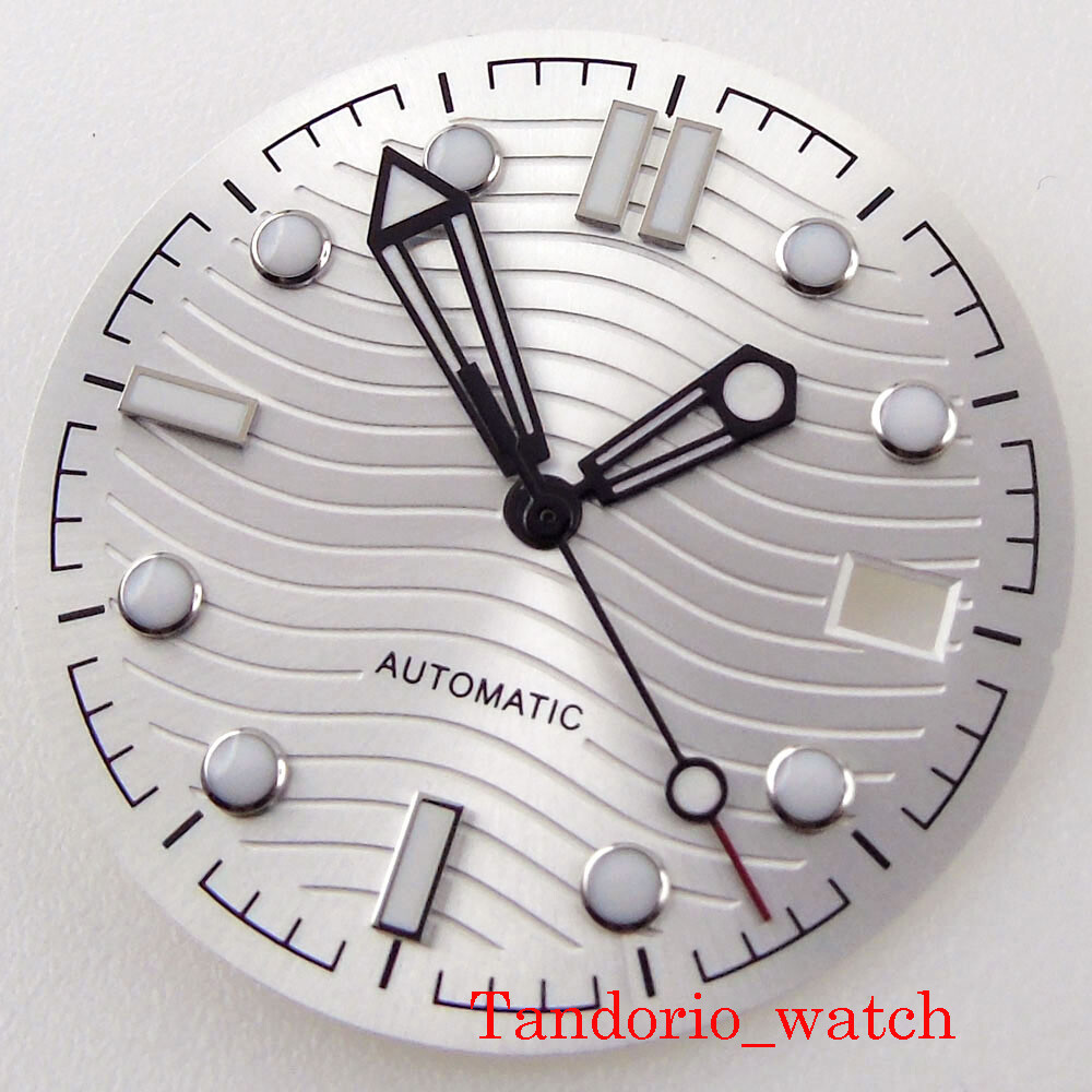 Bliger 31mm White Dial Hands Set Parts For 24 Jewels NH35 Movement Top Quality