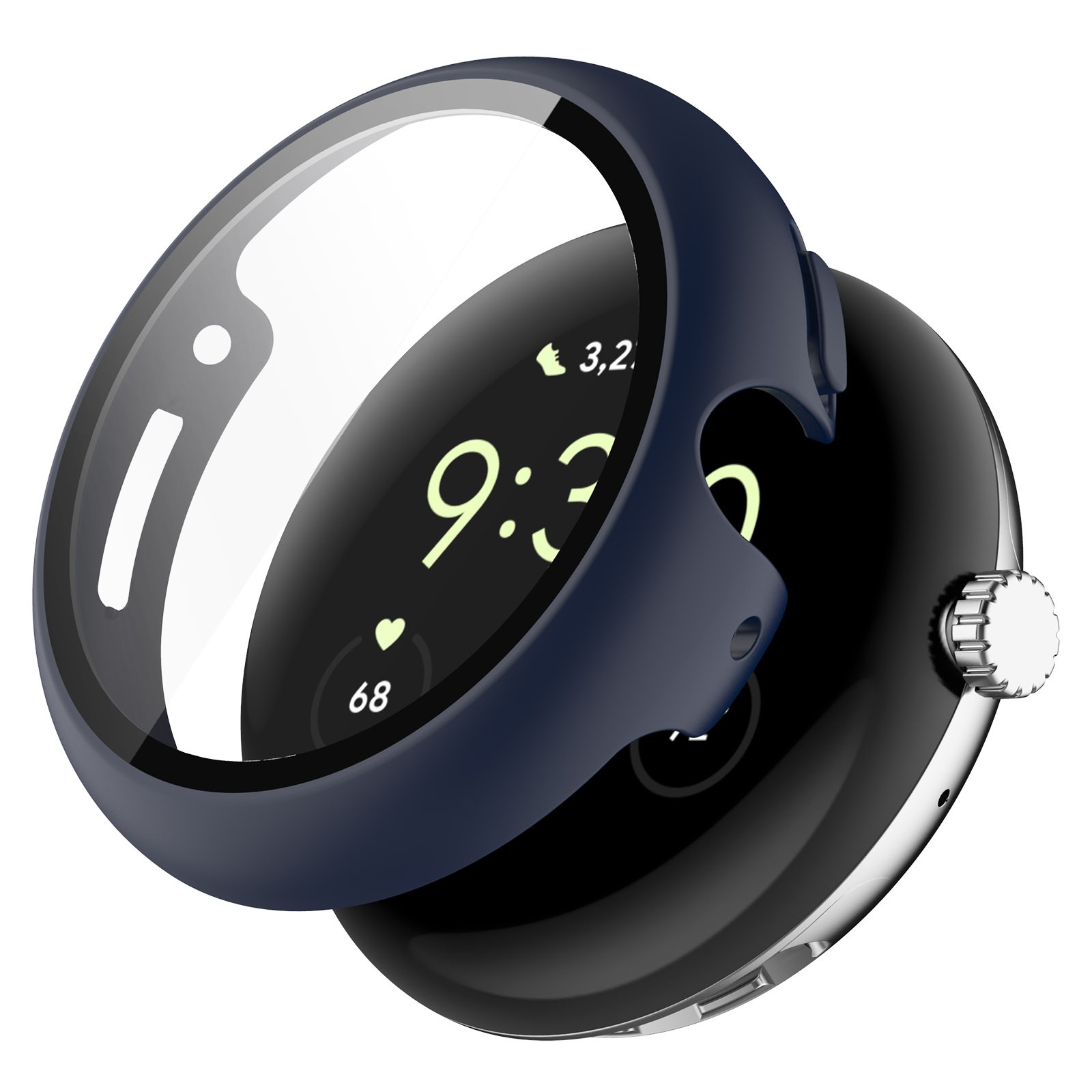 PC+Tempered Film One-piece Watch Protective Case for Google Pixel Watch
