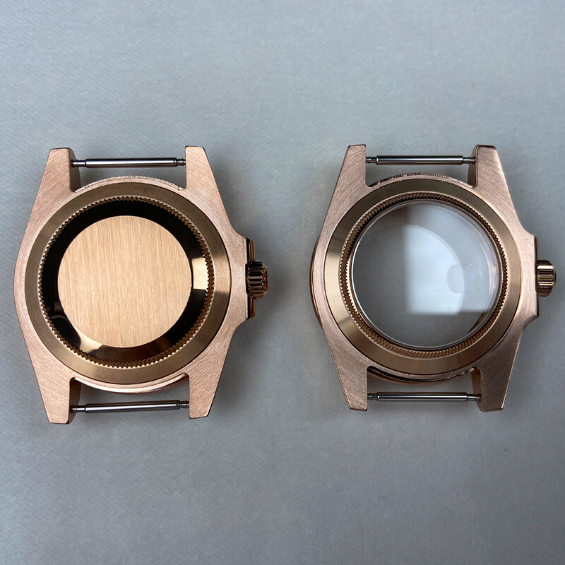 40mm Rose Gold Watch Case Cyclops Sapphire Glass For Seiko nh35 Nh36 2824 8215