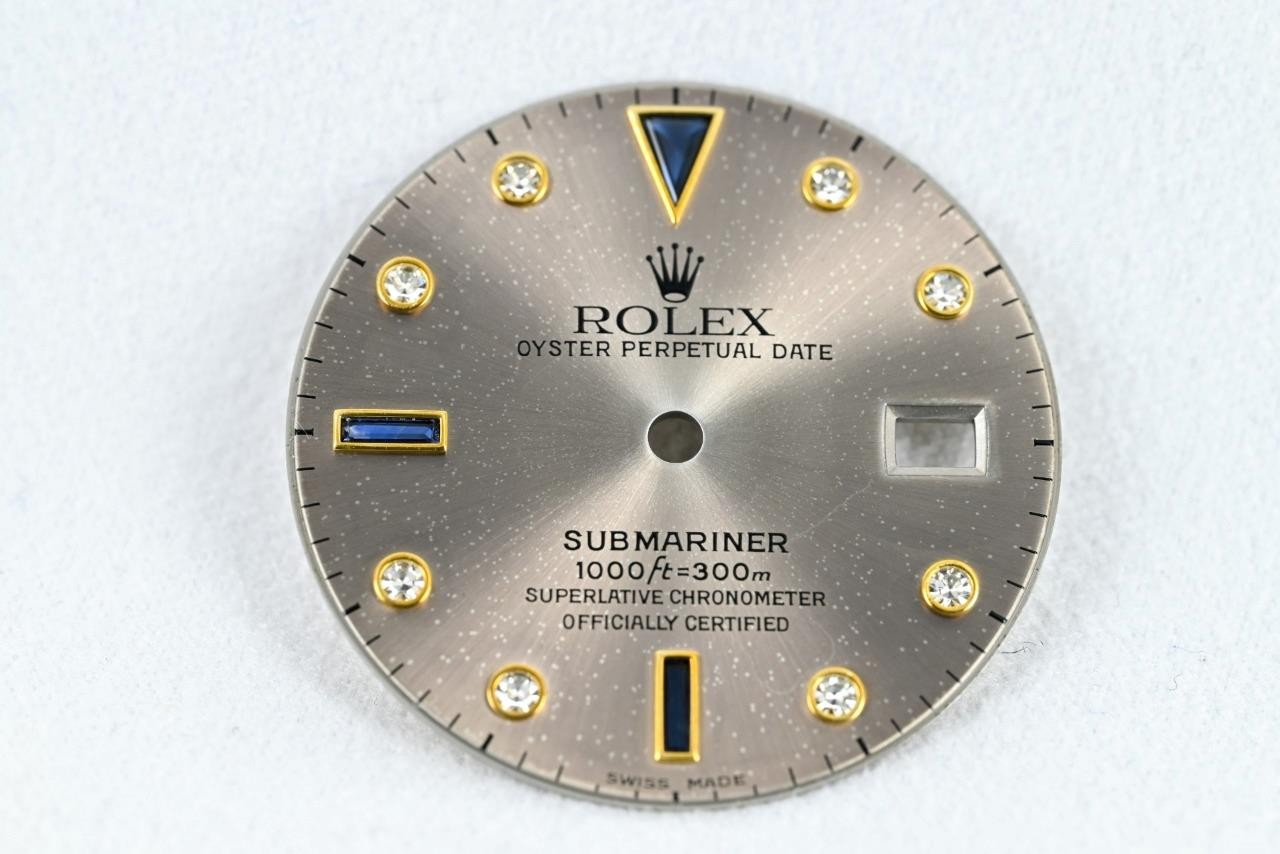 Genuine Rolex Serti Submariner Silver Dial – Diamonds & Sapphires 16803 16613