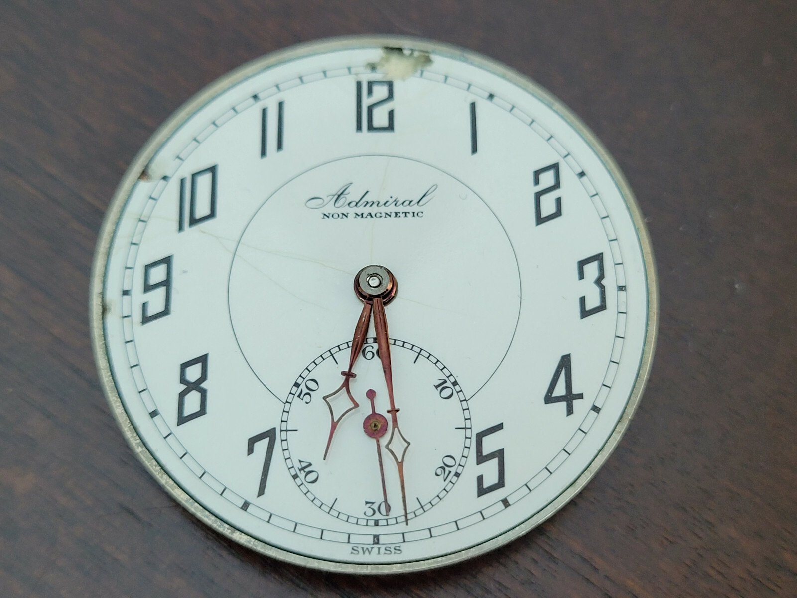 VINTAGE ADMIRAL TACY WATCH CO. POCKET WATCH MOVEMENT, REF. 759, KEEPING TIME