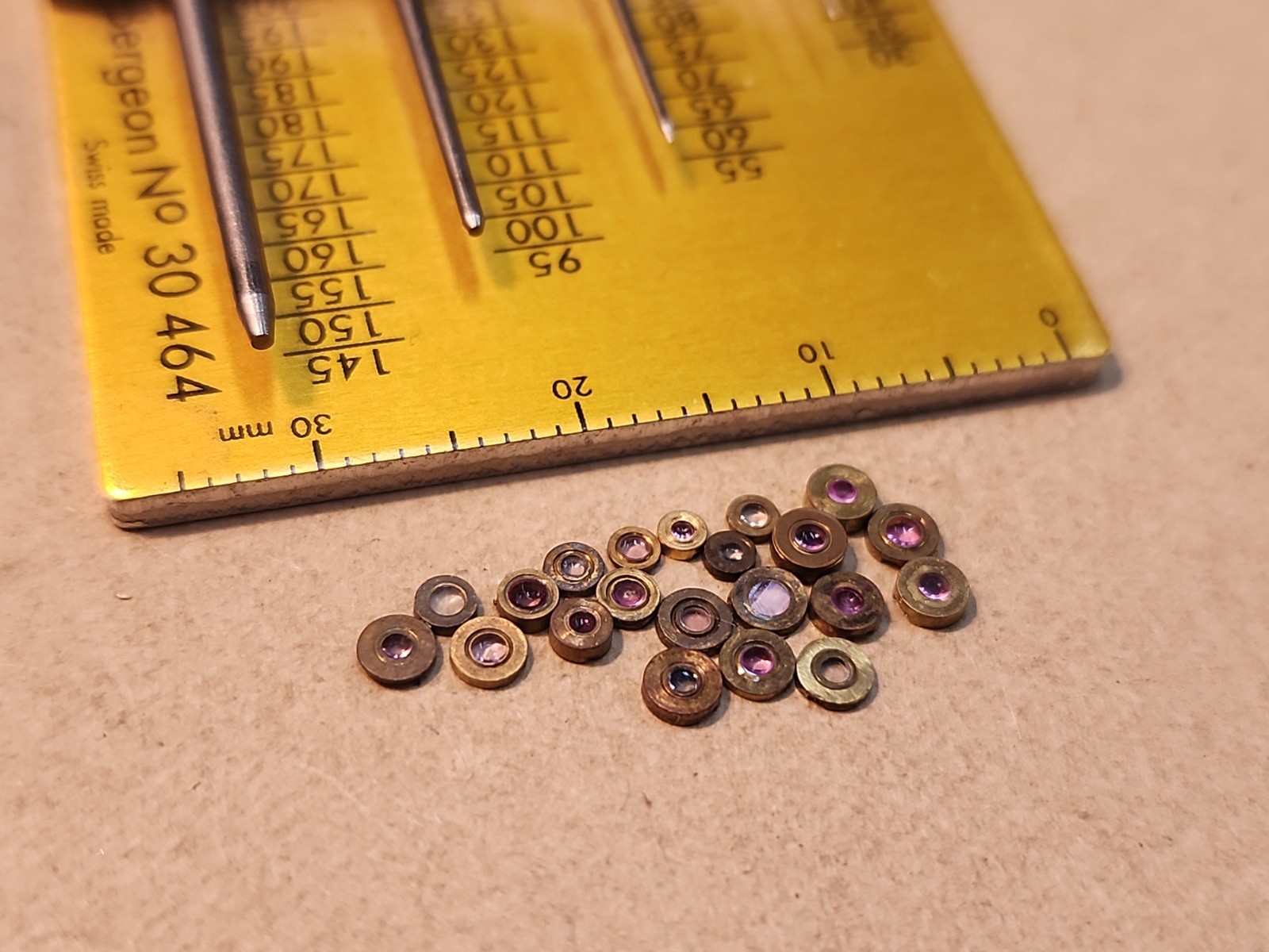 Lot Of 21 Mixed American Pocket Watch Cap Jewels Endstones Parts Spares