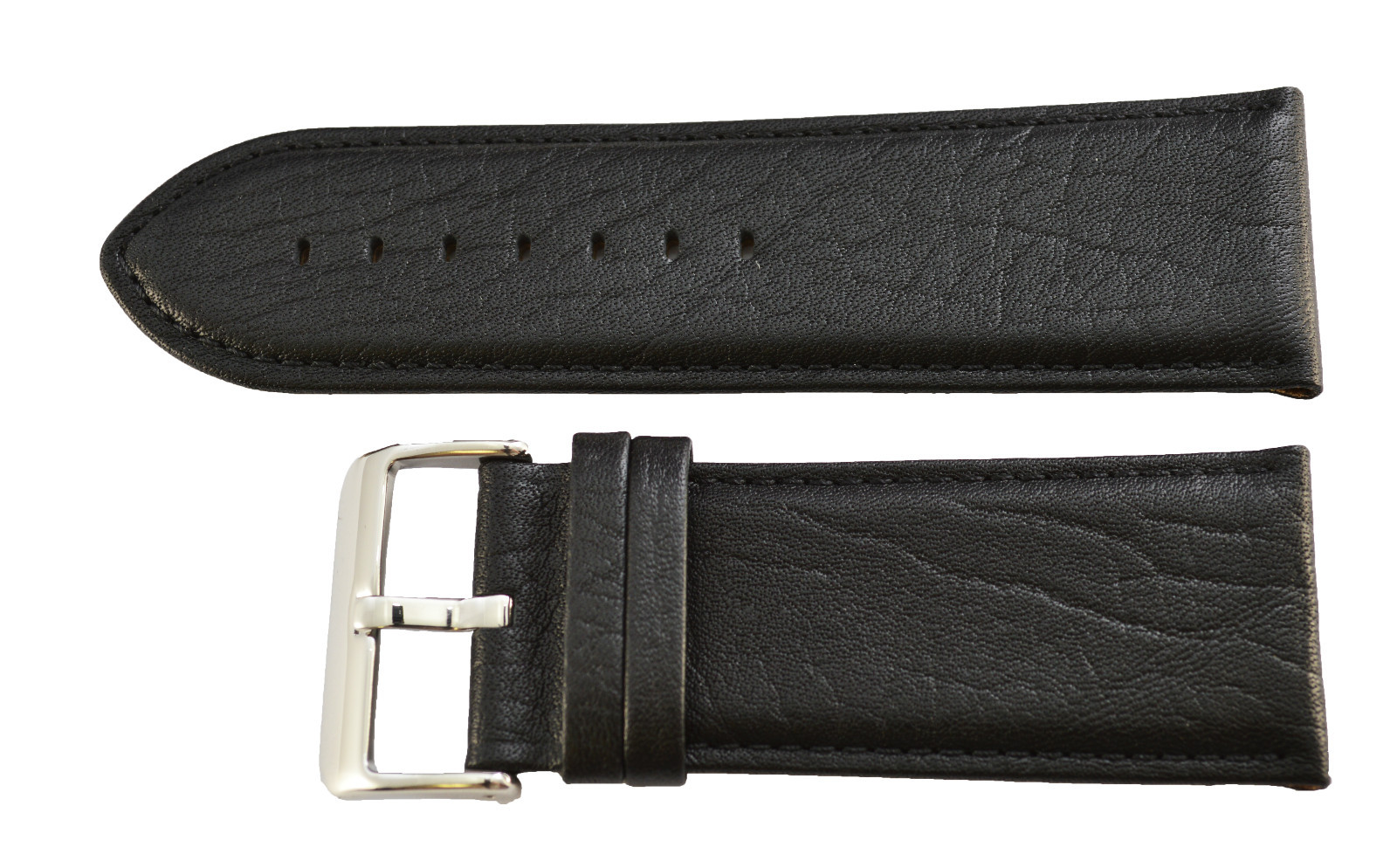 28mm New Quality Heavy Black Padded Leather Watch Strap