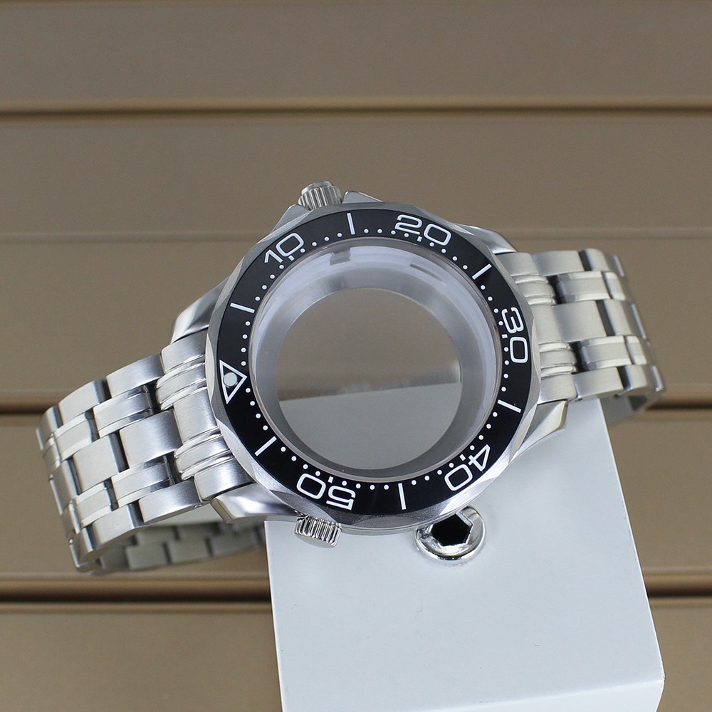 Double Crown 41mm Diver Watch Cases Modify Sea300 10ATM For Seiko NH35 Movement