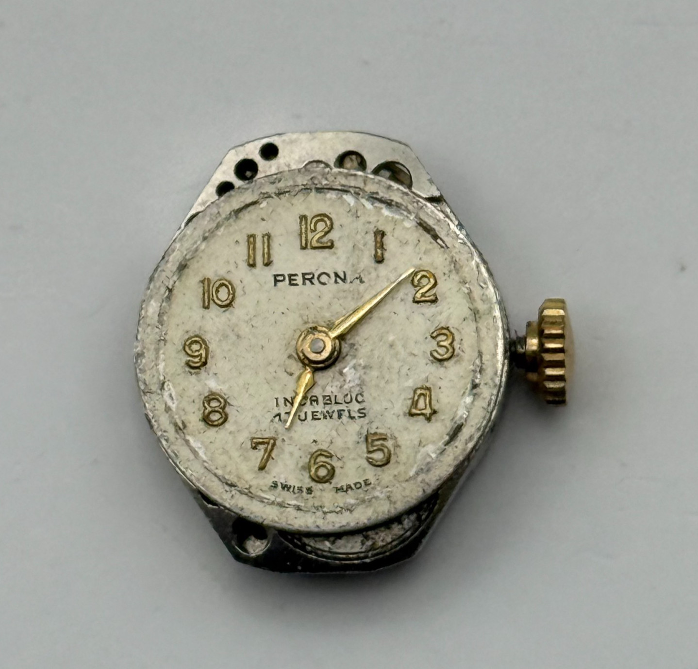 FHF 69-21 Watch Movement Perona 17 Jewels Swiss Manual Wind Parts Repair 15.3mm