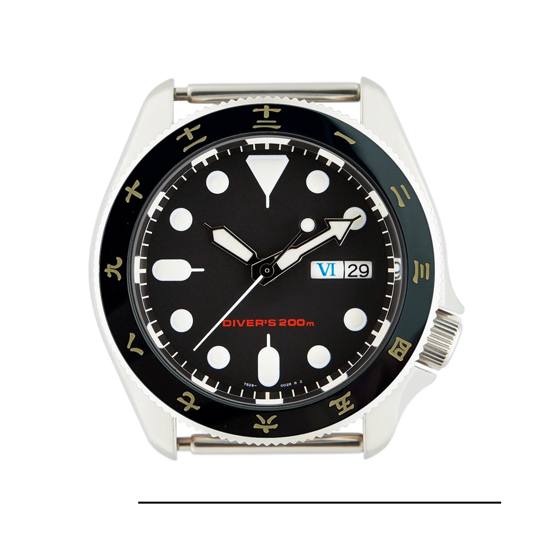 38mm Black Ceramic Bezel Insert Dual Time Kanji with C3 Lume for SKX007 SRPD GMT