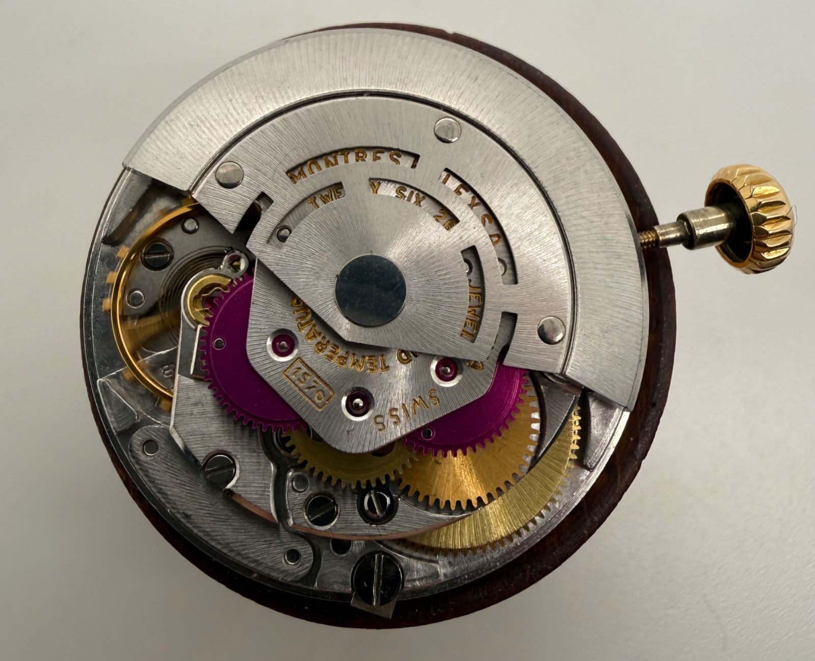 Genuine Rolex Cal. 1555 Day-Date Movement w/ Champagne Dial Hands & Crown