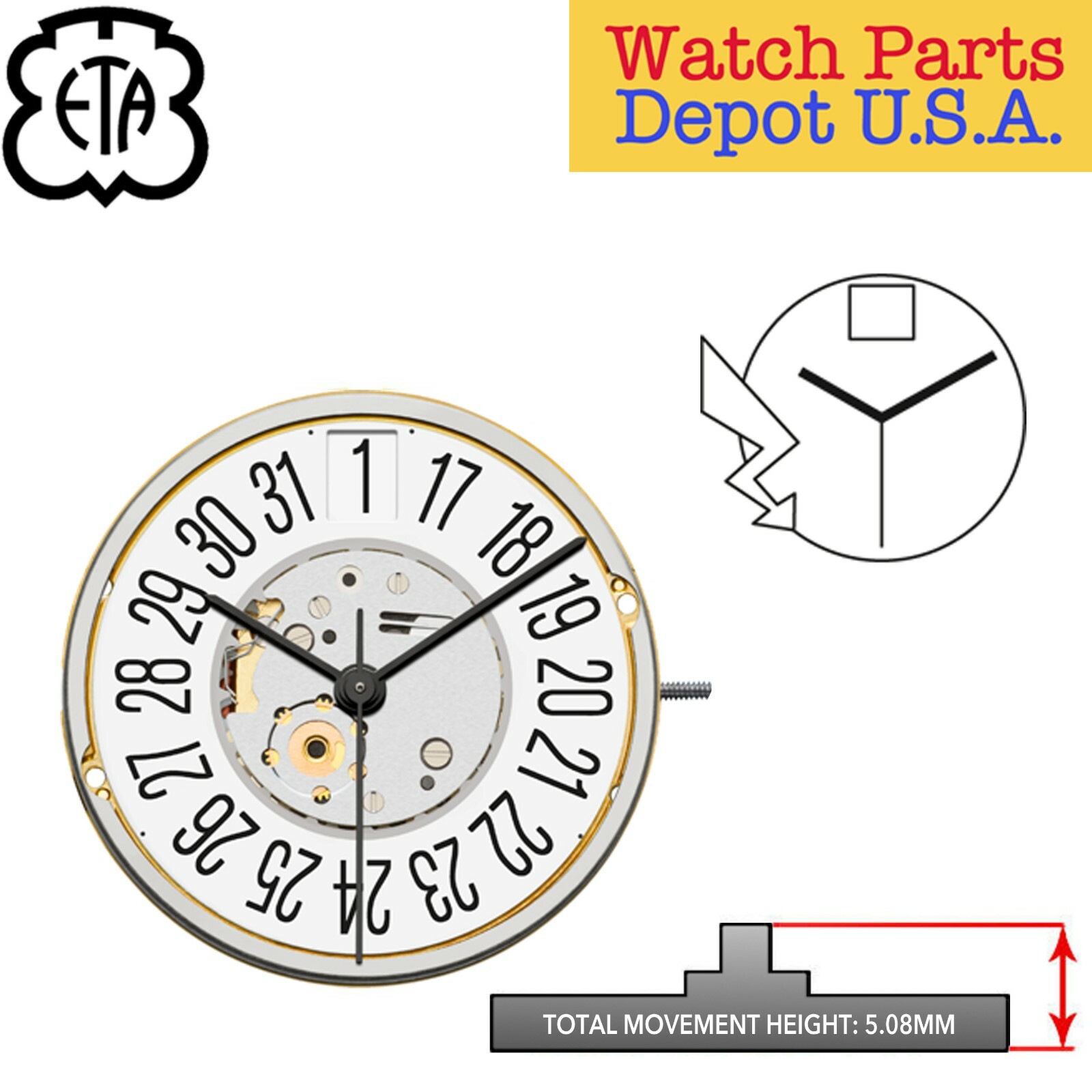 Genuine ETA F06.161 Swiss Made Quartz Movement NEW!