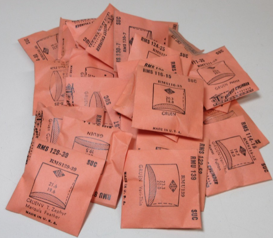 LOT OF SUC FOR GRUEN MENS WATCH CRYSTALS WATCHMAKER REPLACEMENT PARTS #28