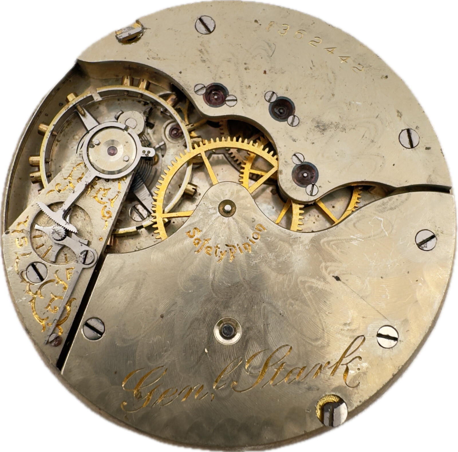 Antique 12s Hampden General Stark 15J Mechanical Hunter Pocket Watch Movement #2