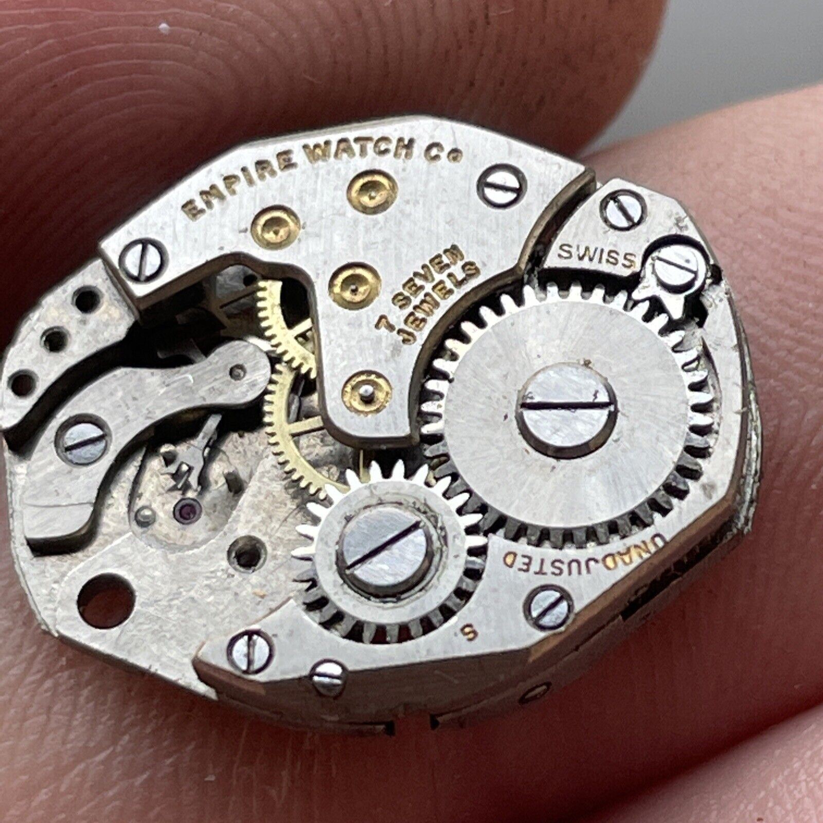 VTG Empire Watch Co. 7 Jewels Swiss Unadjusted Movement PARTS