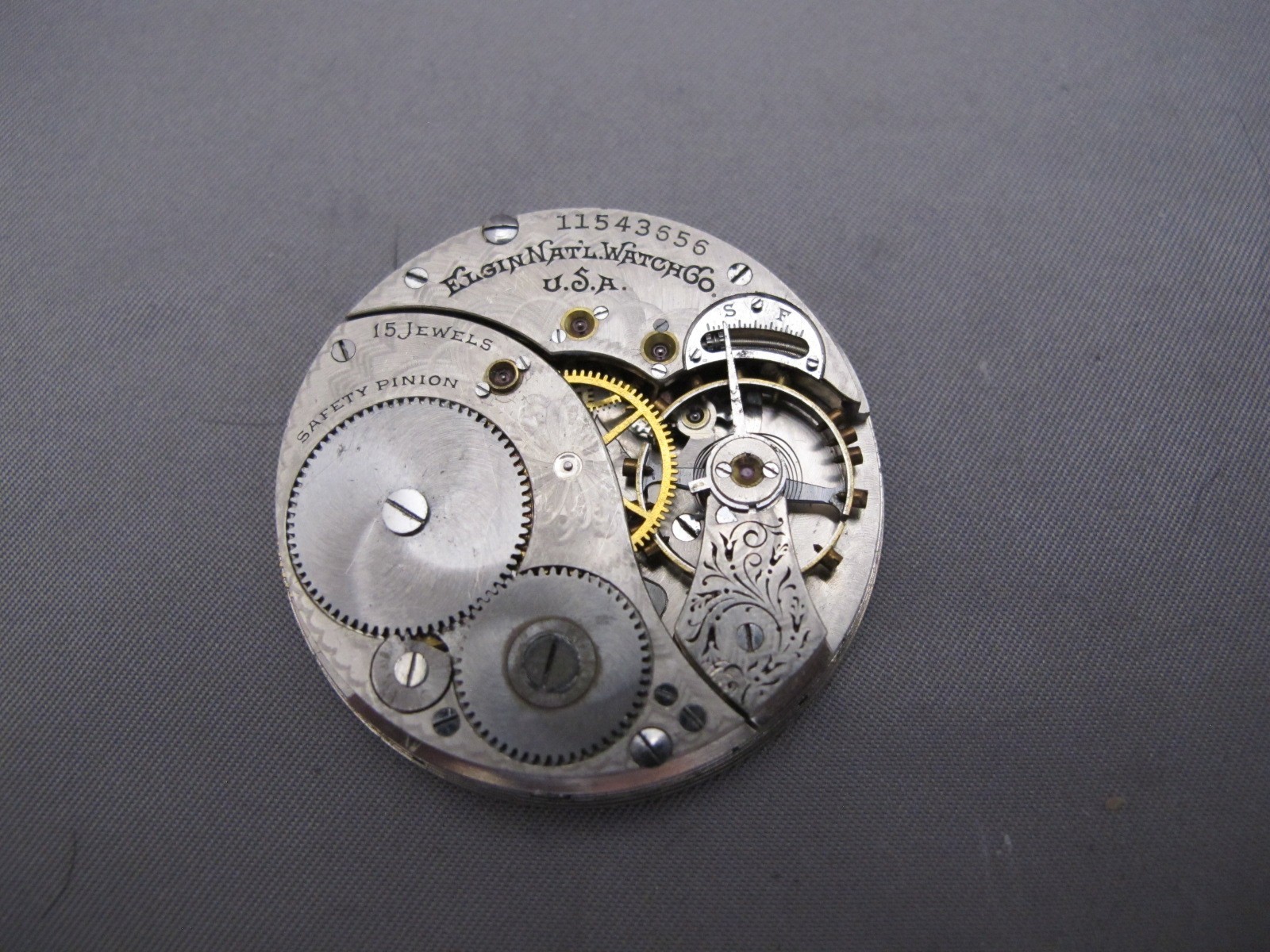 ELGIN Grade 315 Model 3 12S 15J Pocket Watch Movement-3/4 Plate-1905 #11543656