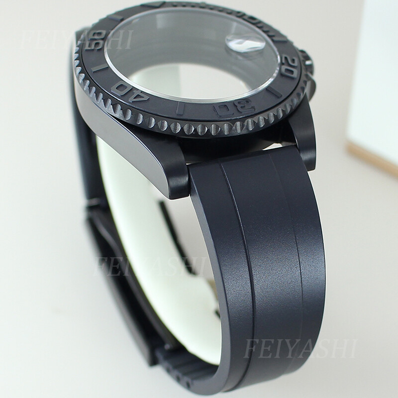 40mm Yacht Watch Case+ubber Strap Sapphire Glass For Seiko nh35/36 2824 Movement