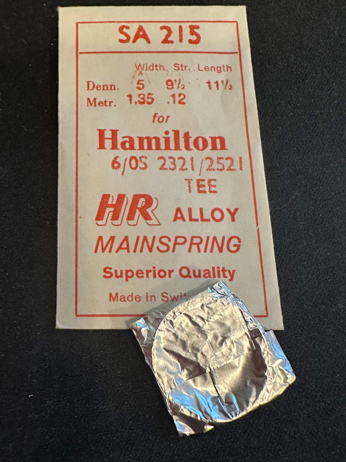 HR Mainspring SA215 for 6/0 Hamilton No. 2321 / 2521 / 718201 / 718202 – Alloy