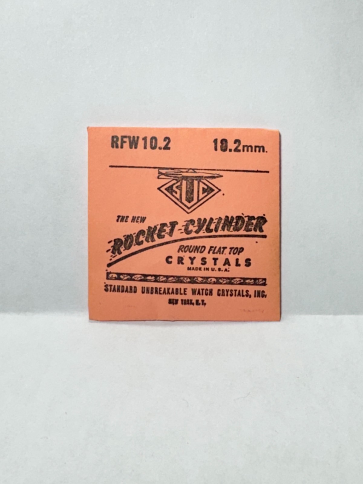 SUC Rocket Cylinder Round Flat Top Watch Crystal RFW10.2, 10.2mm, NOS