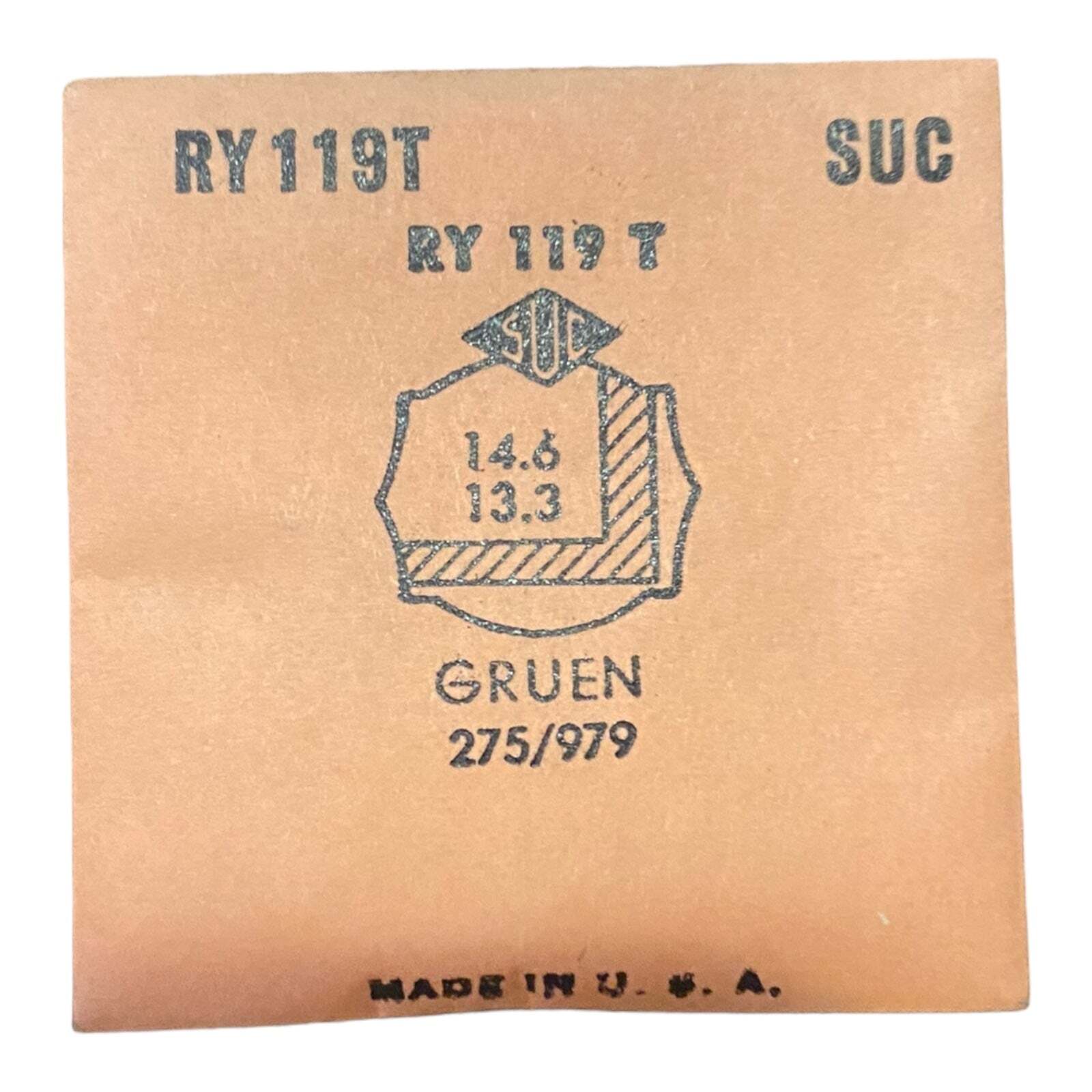 SUC RY119T RY 119T Watch Crystal 14.6×13.3 NOS Part Rocket Cylinder Gruen