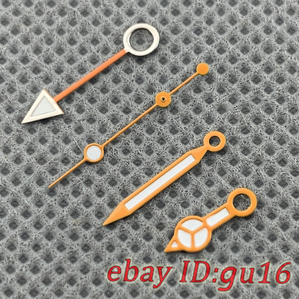 Orange silver Watch GMT hands green luminous fit NH34 Mingzhu DG3804 movement