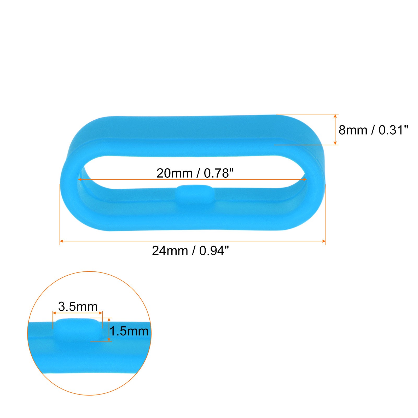 10Pcs Watch Band Strap Loops Silicone Fastener Rings for 20mm Band Light Blue