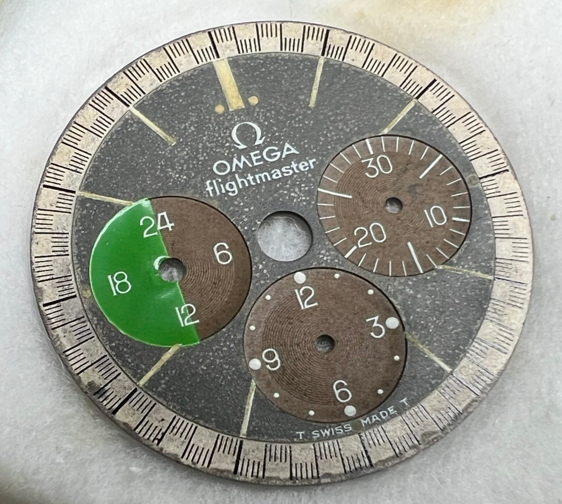 Omega Flightmaster chronograph dial, likely from the late 1960s to early 1970s