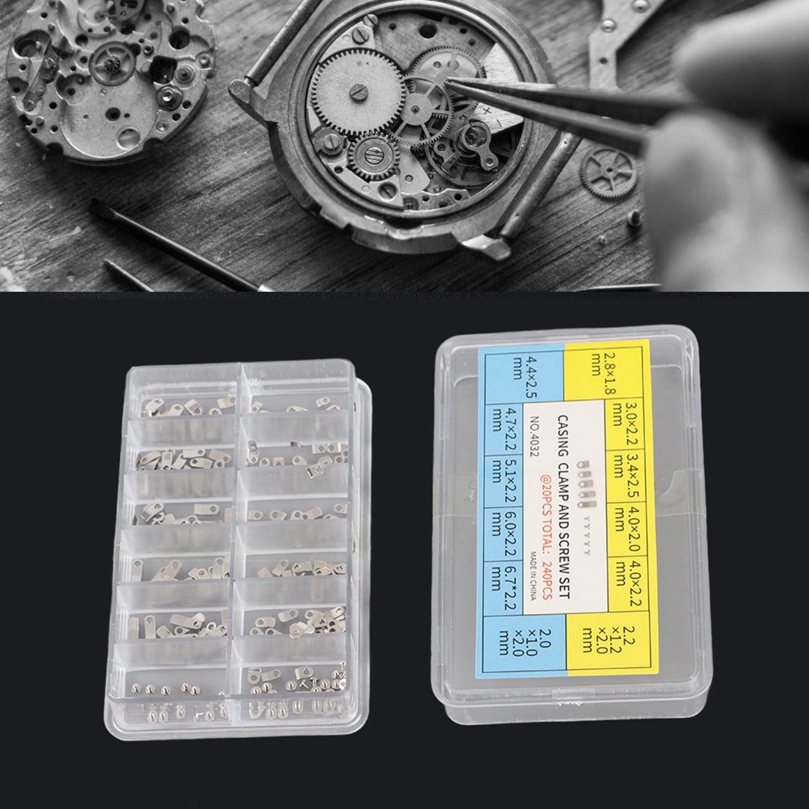 Casing For Movement Clamp Adapter Securing ETA Casing Screw Washer 240Pcs Watch