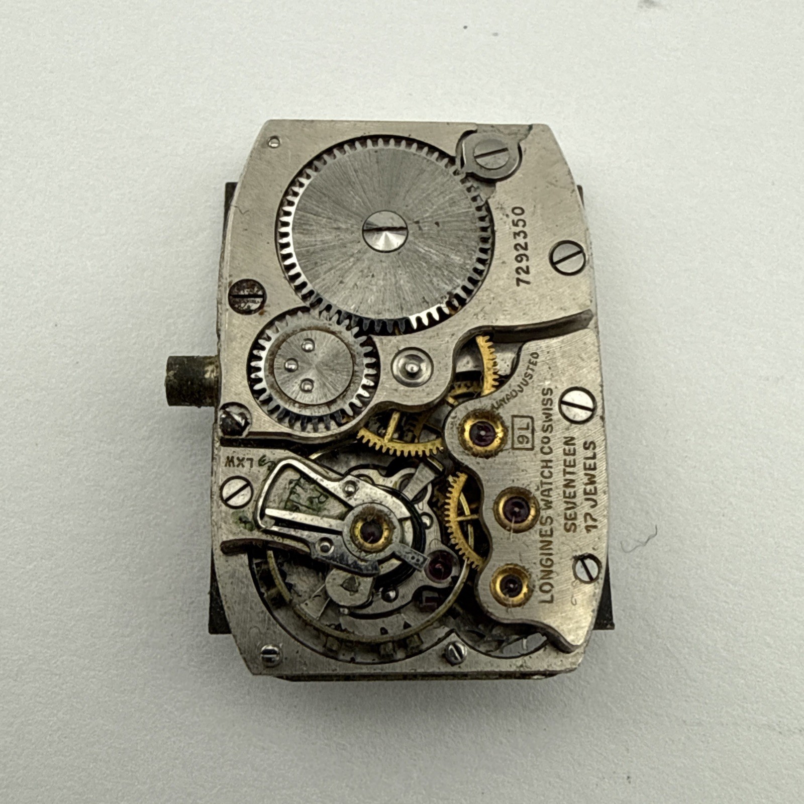 Vintage Longines Manual Wind 17J 9L Wrist Watch Movement For Parts Sold As Is