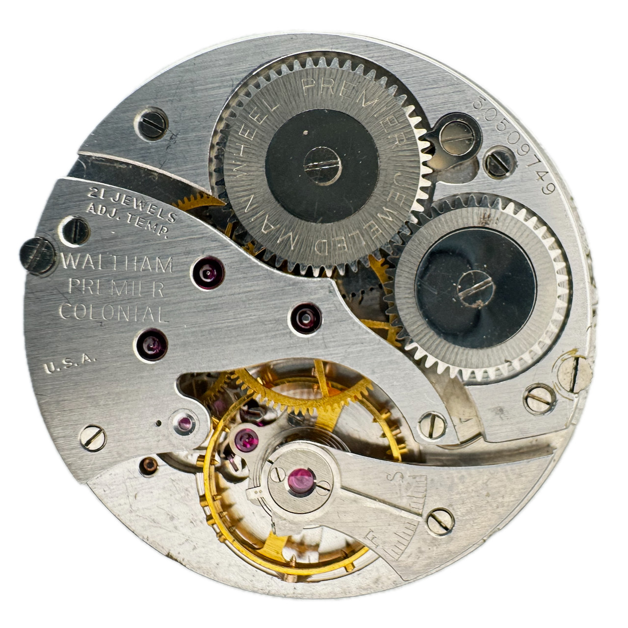Vintage 12s Waltham 1924 Col. B Pocket Watch Movement No. 217 Premier Colonial