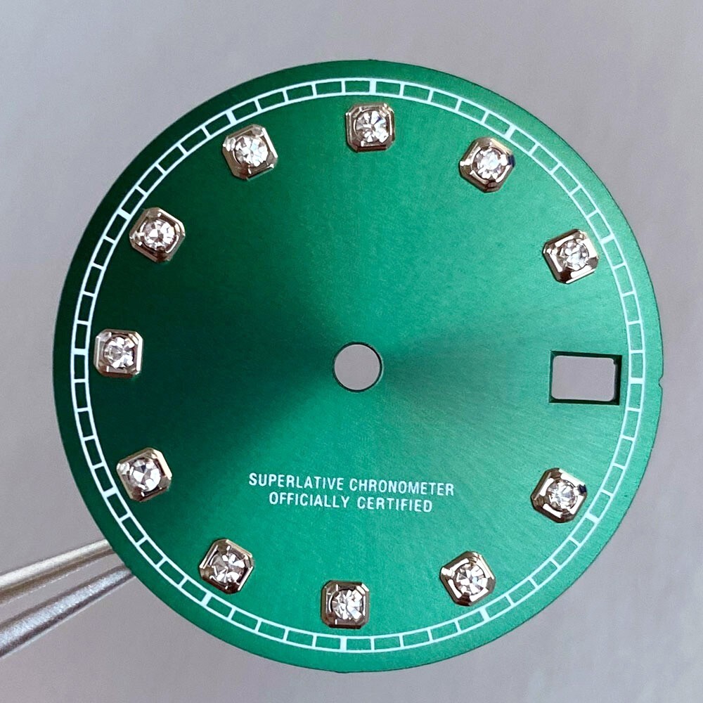 28.5mm Mod Sterile Watch Dial Fit NH35 Sunburst Blue Green Silver Diamond Index