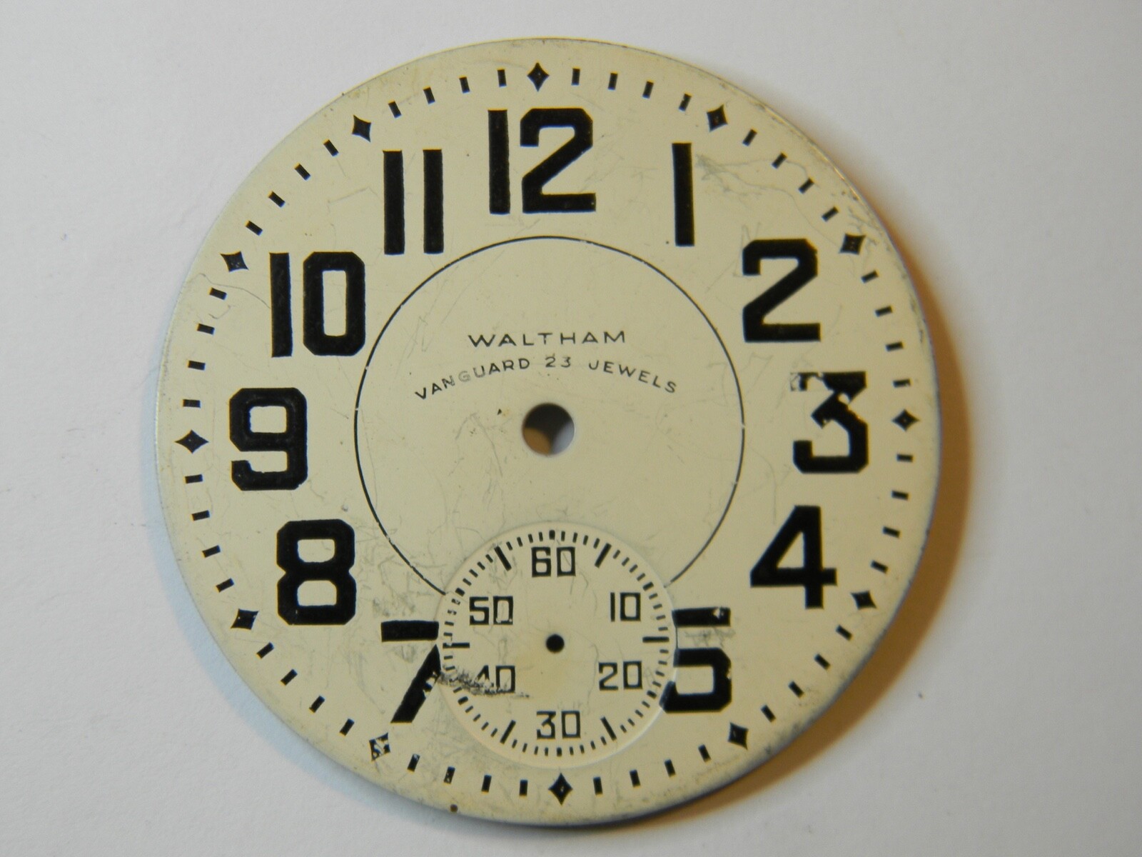 VINTAGE WALTHAM VANGUARD 23J POCKET WATCH DIAL – 42.4mm DIAMETER