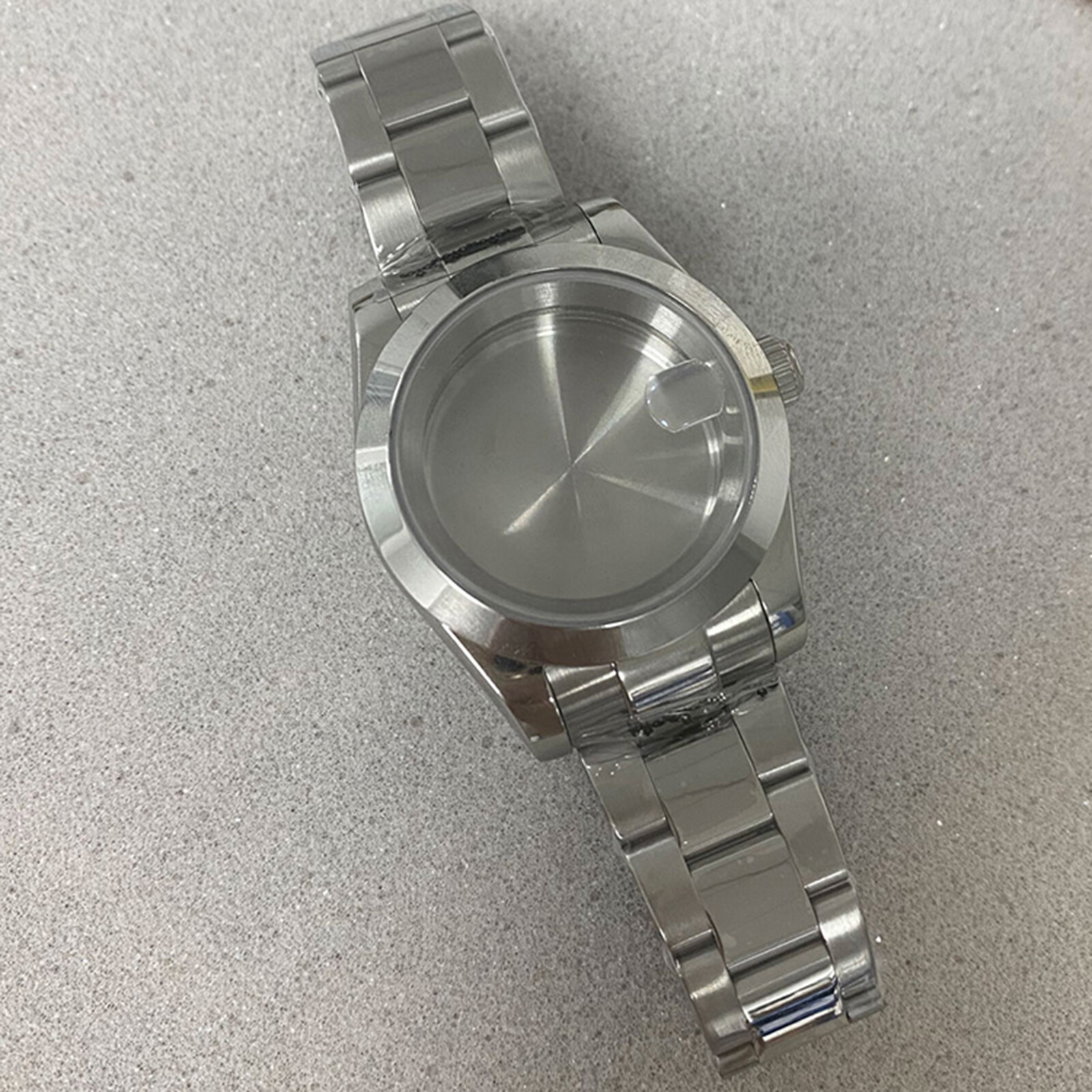 39MM Oyster AK Sapphire Glass Steel Watch Case + Strap for NH35/36 Movement Part