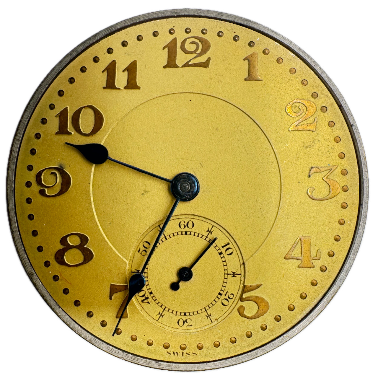 Antique 36mm General Watch Co. Art Deco Mechanical Pocket Watch Movement Swiss