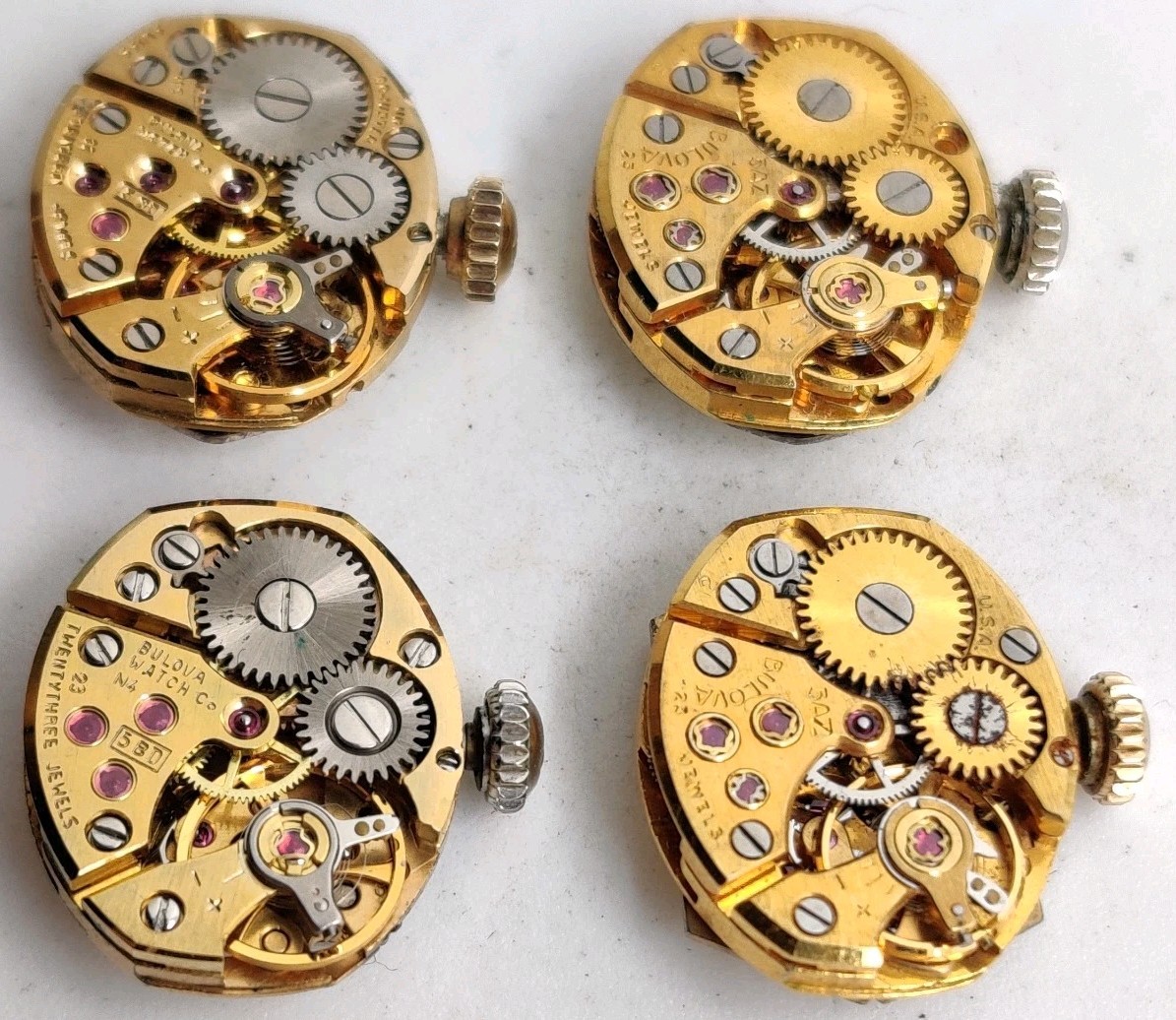 Lot Of 4 Bulova 5BD 5AZ movements Run For Repair
