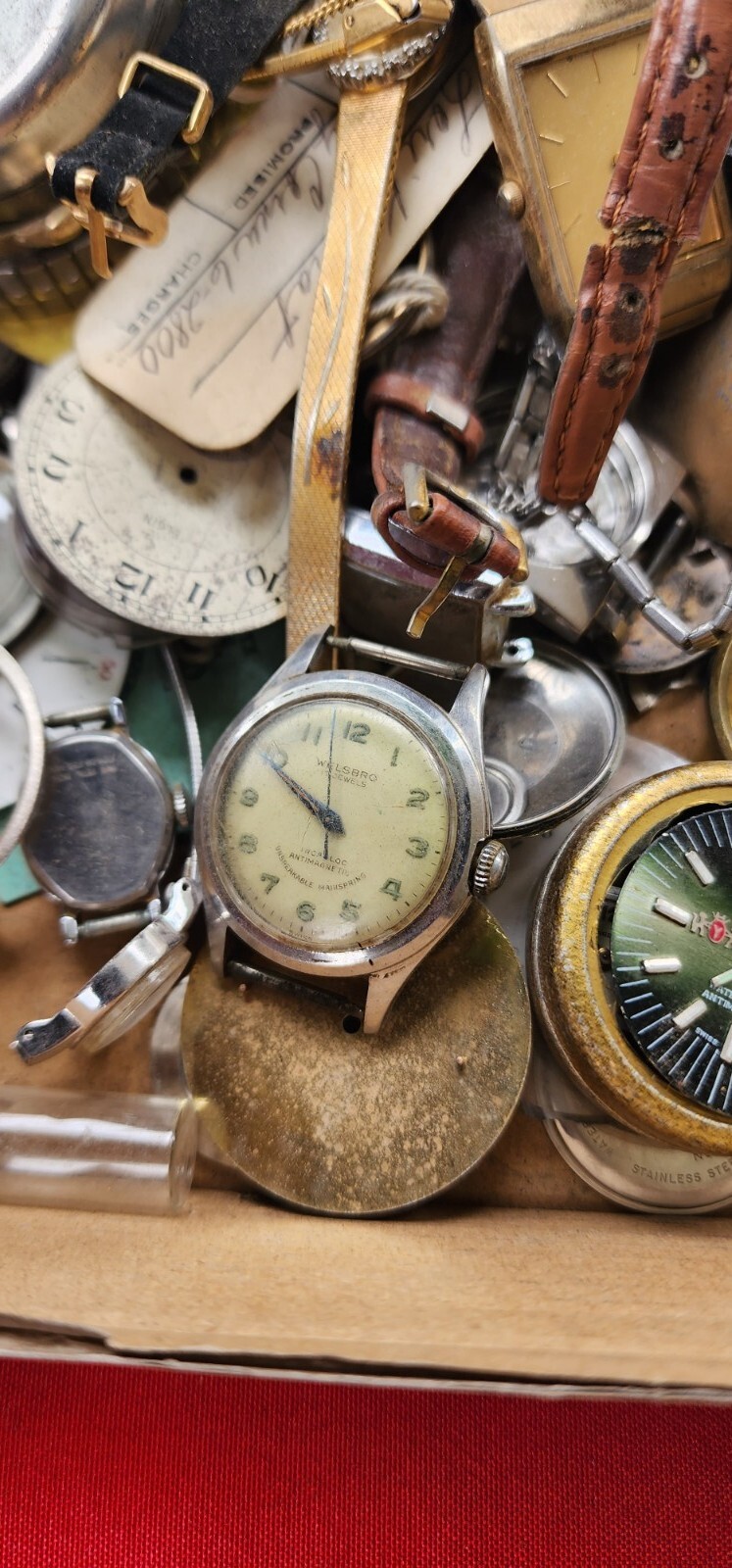 Vintage Pocket & wristband Watches Movements,faces,Crown for parts box #5 W1