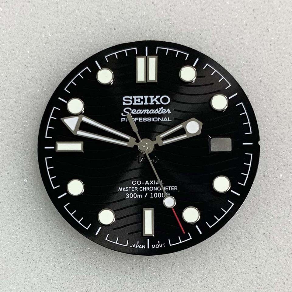 31.8mm Black Watch Dial+Hands Green Luminous for NH35 NH36 Movement Watch Parts