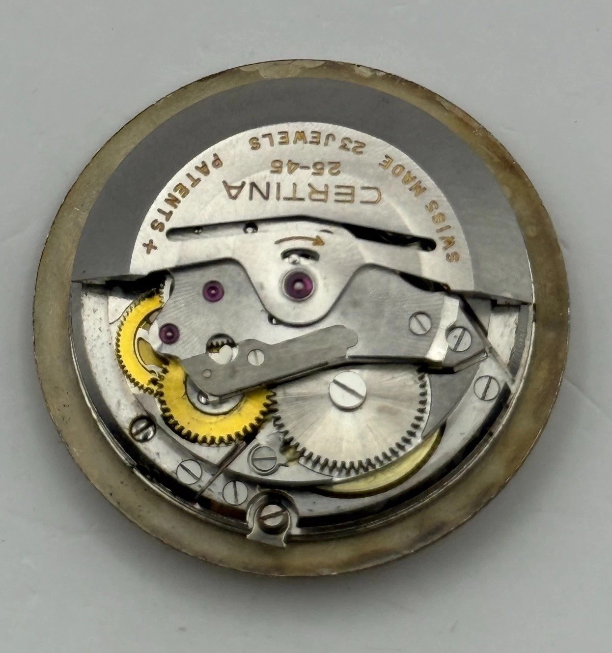 Certina 25-45 Watch Movement 23 Jewels Swiss Automatic Vintage Parts 25.9mm