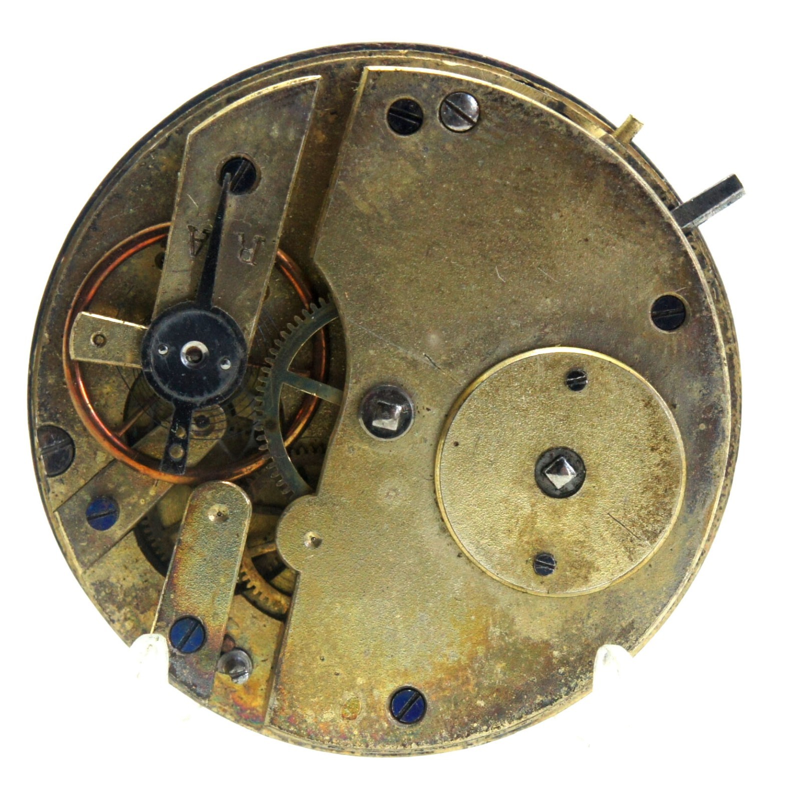 Antique Cylinder Pocket Watch Movement 17 Lignes 38.5mm for Parts or Repair