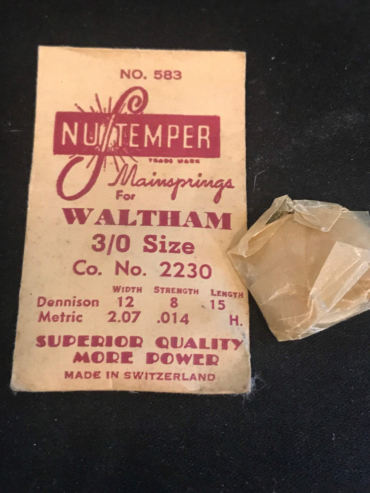 NuTemper Mainspring #583 for Waltham 0s & 3/0s Factory No. 2230 – Steel