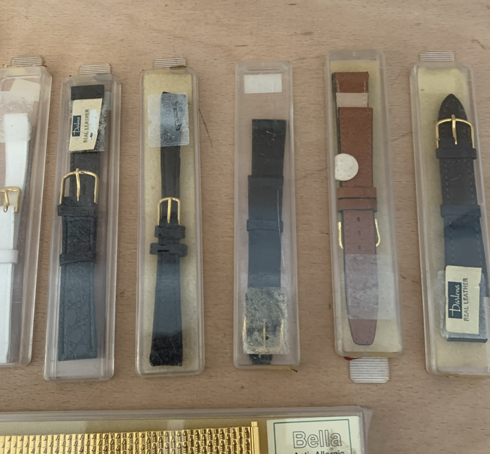 Darlena X 15 Vintage Watch Straps New Old Stock Leather & 3 Hard Plated Gold
