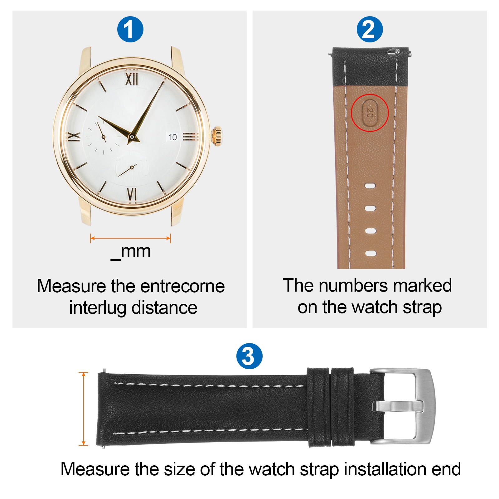 PU Leather Loops Retaining Ring Keeper for 21mm Width Watch Band, Black 2 Pcs