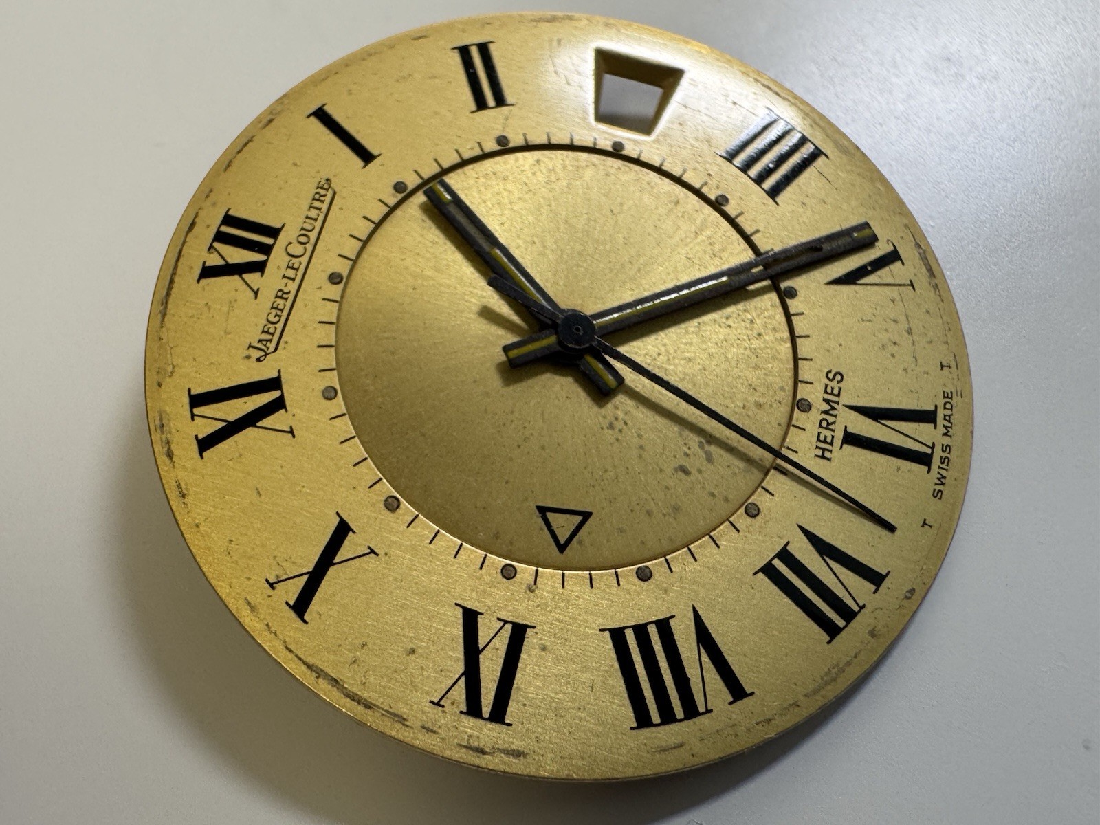 jaeger lecoultre x hermes swiss made alarm dial roman numerals rare collectible