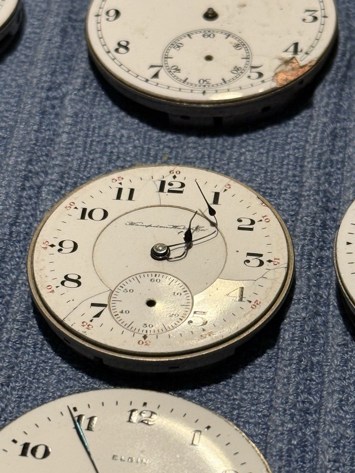 Lot of 15 Antique Pocket Watch Movements Elgin Hampden NY Standard Parts Repair
