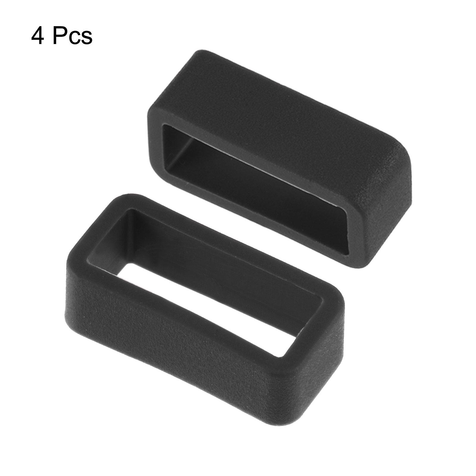 Watch Band Strap Loops Silicone for 16mm Width Watch Band, Black 4 Pcs