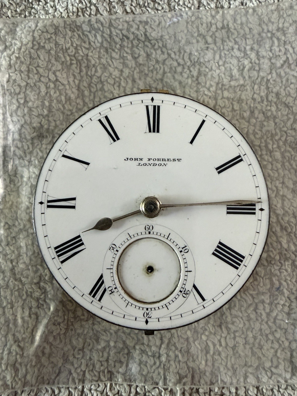 Vintage John Forrest London Key Wind Fusee Watch Movement and Dial 46.? mm