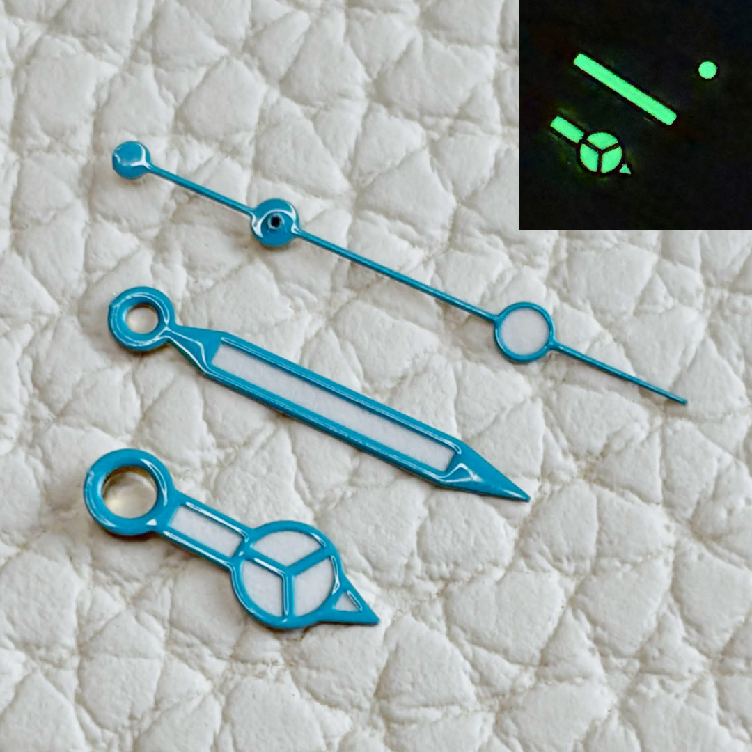 Turquoise Blue Edge Hands Classic NH35 NH36 7s26 7s36 Watch Mod Part Green Lume