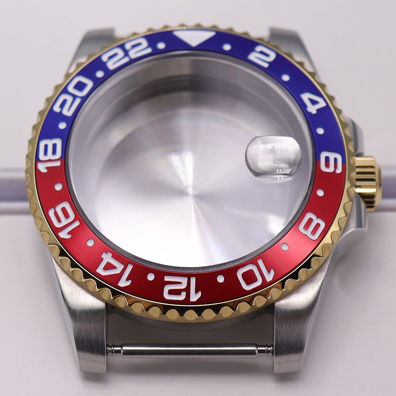 Brushed Watch Cases parts Modifying GMT Ceramic bezel For Seiko nh35 36 Movement