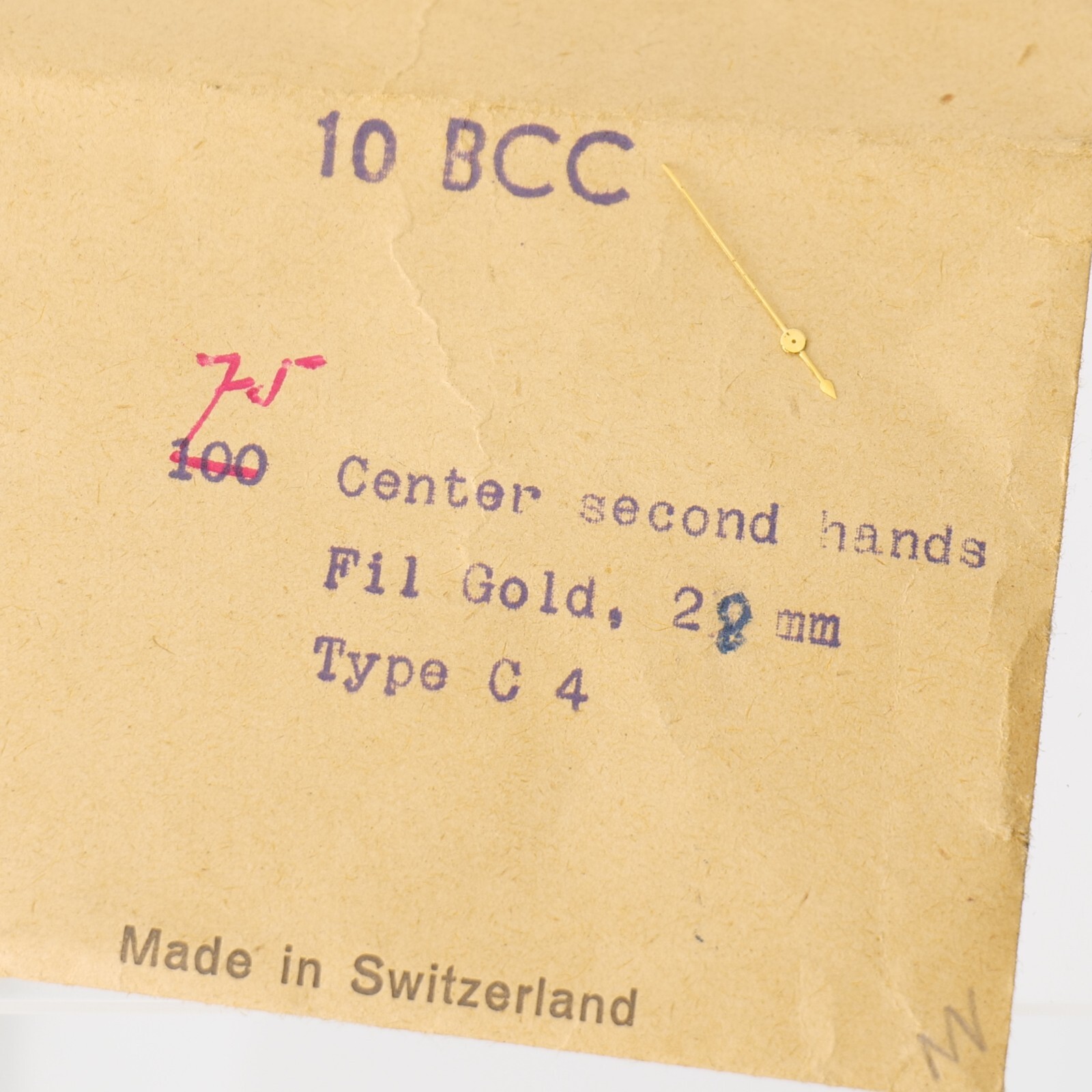 NOS Vintage Bulova 10BCC Sweep Center Seconds Hand Gold Watch Part New Old Stock