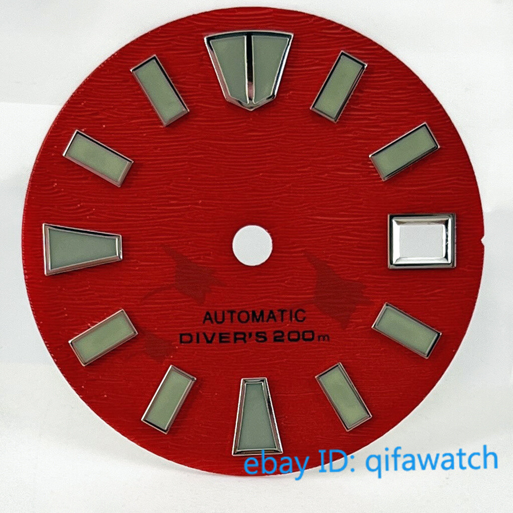 29mm Black/blue/ white Watch Dial Green luminous fit NH36 NH36A movement